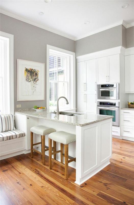 seinän väri harmaa keittiön seinän väri vaaleanharmaa keittiökaapit valkoinen