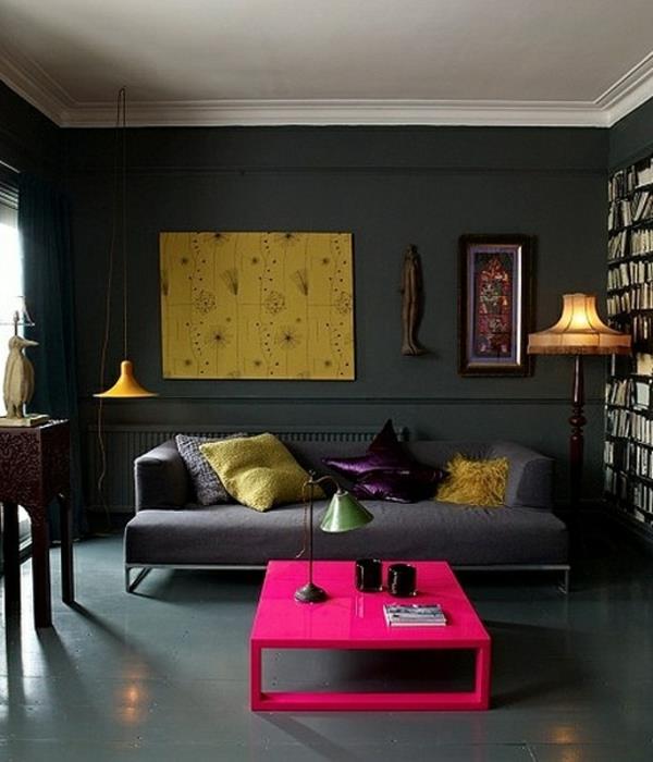 seinän väri harmaa sävyt olohuoneen suunnittelu vaaleanpunainen pöytä sohva