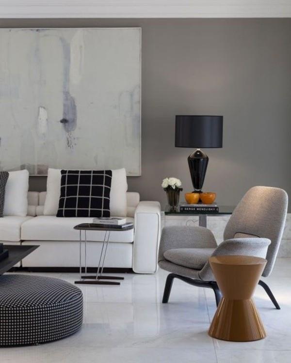 seinän väri vaaleanharmaa moderni olohuone valkoiset lattialaatat