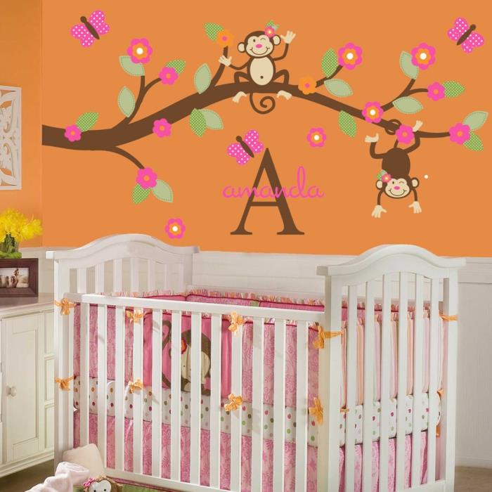 seinän väri -ideat oranssi vauvan huoneen suunnittelu seinätarrat