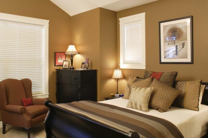 seinän väri -ideat makuuhuoneen trendi väri ruskea ruskea sävy kahvi