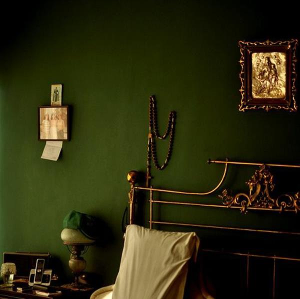 seinän väri klassinen vihreä väri ideoita seinän suunnittelu tumma
