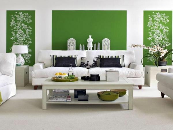 seinän väri vihreällä värillä ideoita seinäsuunnittelukuvio valkoinen