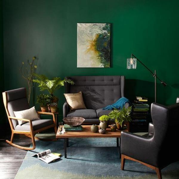 vihreä väri ideoita seinän suunnittelu nojatuoli sohva