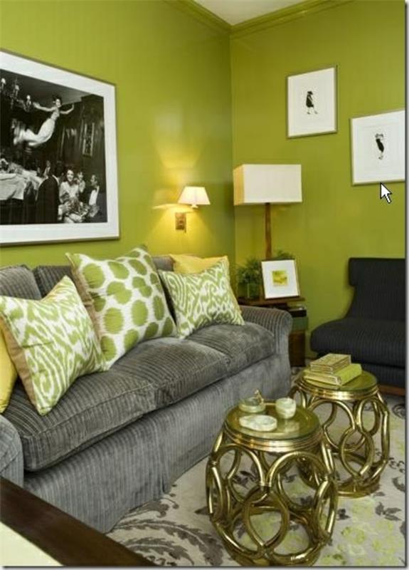 seinän väri pöytävalaisin vihreä väri ideoita seinän suunnittelu sohvan verhoilu