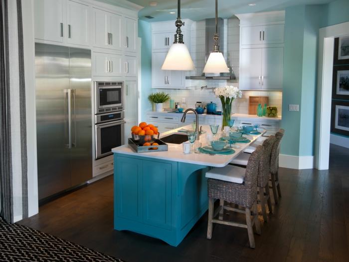 seinämaali keittiö sininen sininen keittiösaari perustaa pienen keittiön