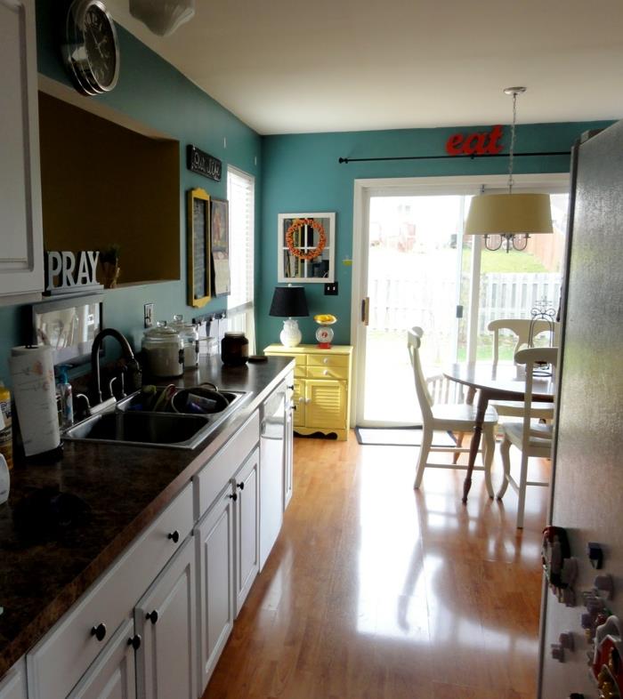 seinän väri keittiö vihreä keittiön seinät valkoinen keittiökaapit keltainen keittiökaappi