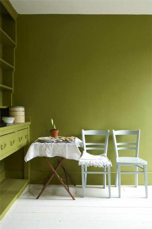 seinämaali oliivinvihreä maali seinät väriideat ruokasaliideoita
