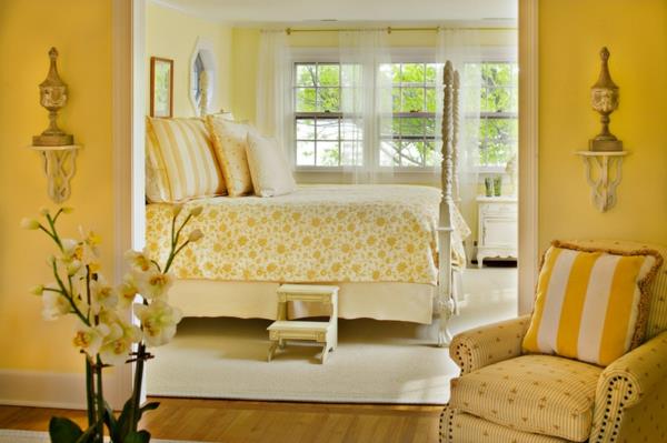seinämaali keltainen makuuhuoneen värisuunnittelu maali seinät vuodevaatteet
