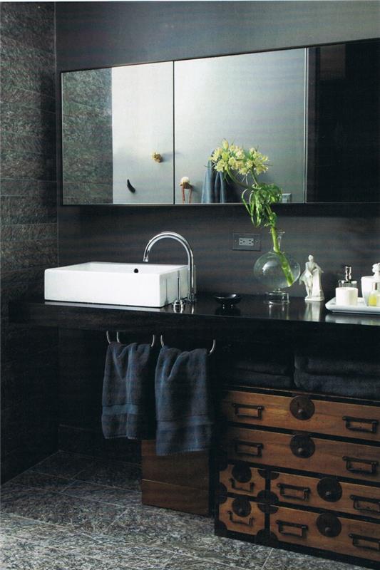 seinän väri musta kylpyhuoneen sisustus kasvi musta kylpyhuone laatat