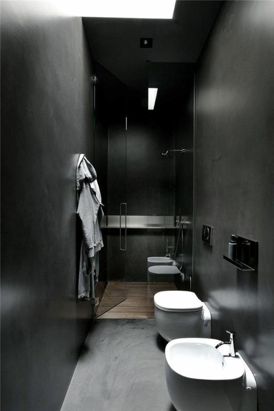 seinän väri musta pieni kylpyhuone ideoita suihku