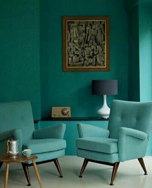 seinän väri turkoosi tyydyttyneet värit nojatuoli pöytävalaisin