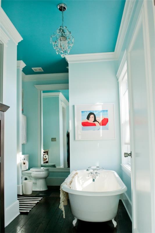 seinän väri valkoinen moderni kylpyhuone katon väri sininen