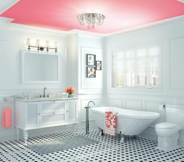 seinän väri valkoinen moderni kylpyhuoneen kattoväri vaaleanpunainen