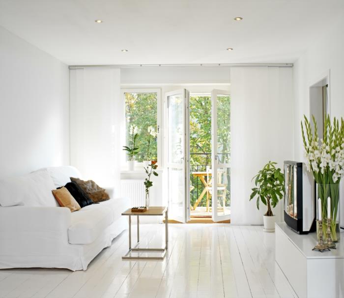 seinän väri valkoinen olohuone ideoita olohuone pieni olohuone kasvit