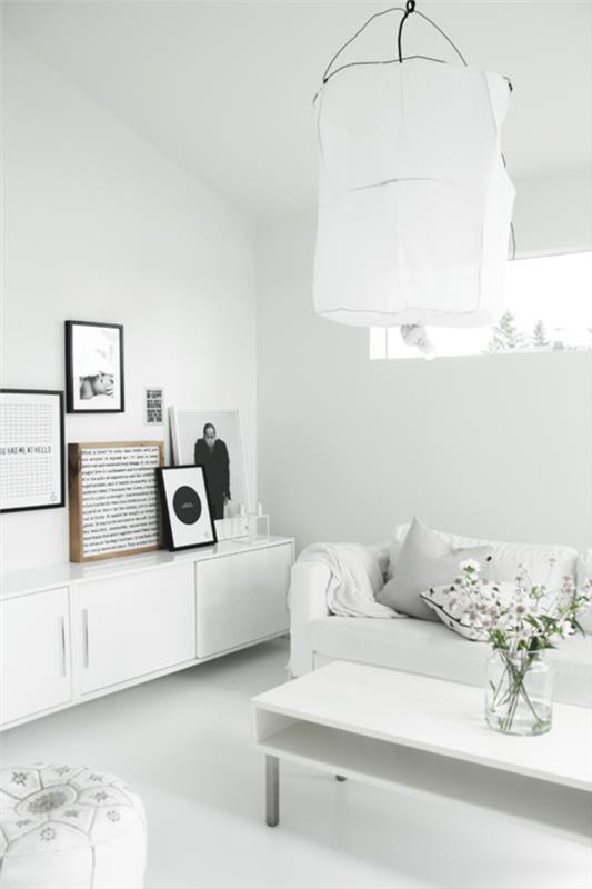 seinän väri valkoinen olohuone ideoita kasvit ikkuna