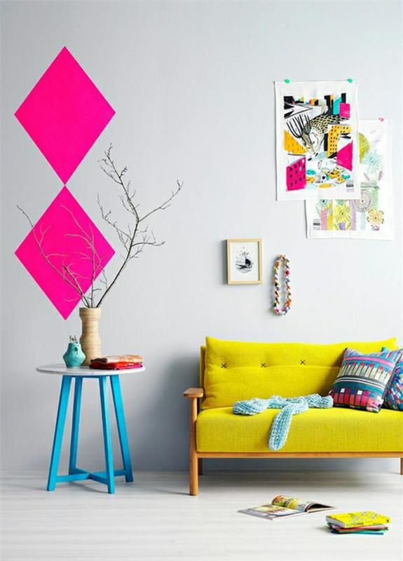 valitse seinän väri olohuone näyte vaaleanpunainen väri ideoita kirkkaita värejä