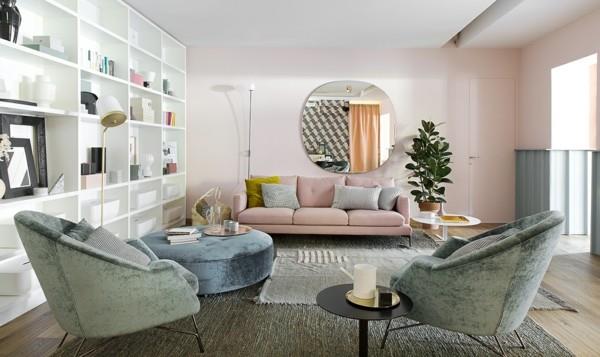 seinän värit ideoita vaaleanpunainen olohuone