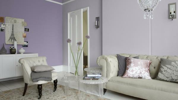 seinän värit ideoita olohuone laventelin väri lattiavalaisin