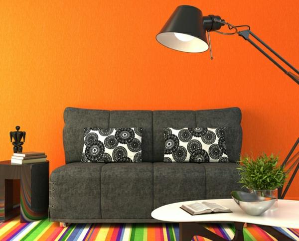 seinämaali ideoita olohuone oranssi signaalimaali maali seinät