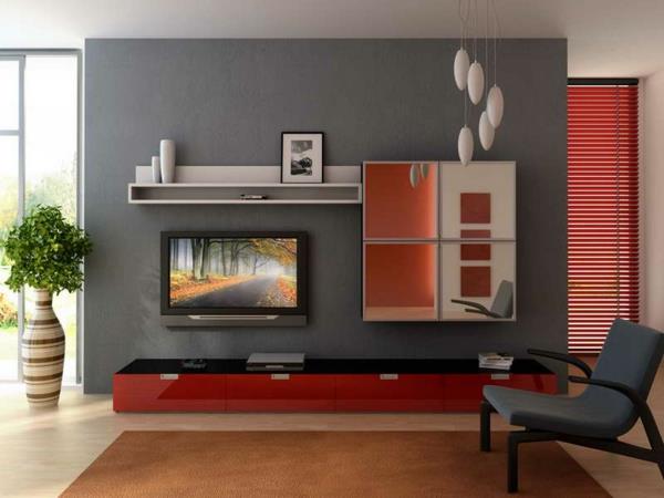 seinän värit olohuone harmaa seinän suunnittelu tv olohuoneen suunnittelu