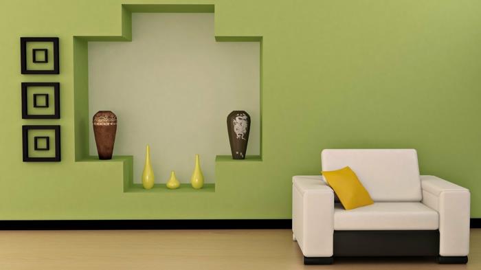 seinän värit olohuoneen vihreän seinän suunnitteluideoita