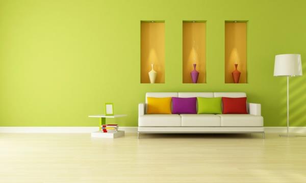 seinän värit olohuone vaaleanvihreä seinän suunnitteluideoita väriideoita