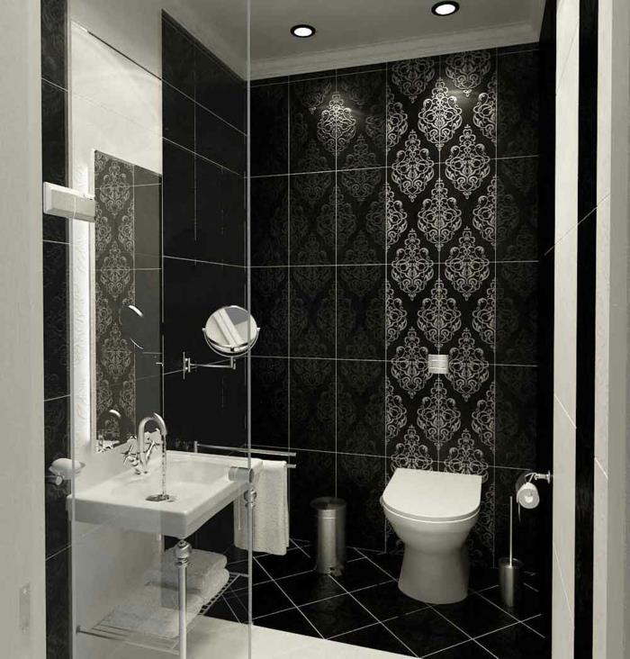 kylpyhuoneen seinälaatat musta tyylikäs maskuliininen ilme