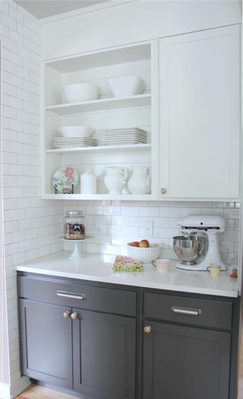 seinälaatat keittiö valkoinen hyllyt keittiökaappi