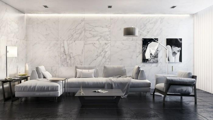 seinälaatat olohuone marmori tyylikäs muotoilu tumma lattia