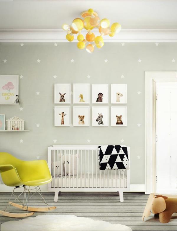 wall design baby room kuvat keltainen keinutuoli
