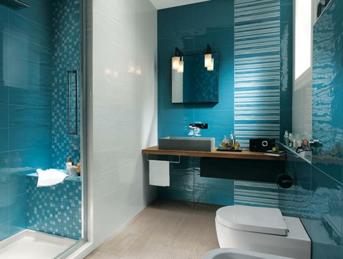 seinän suunnittelu kylpyhuoneen kylpyhuoneen laatat vaakasininen