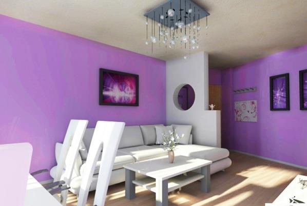 Seinän värit maalattu violetiksi