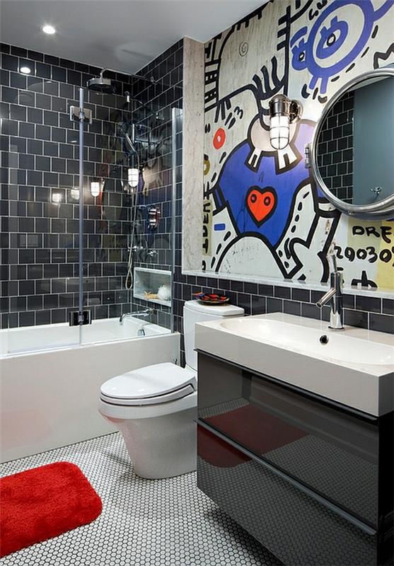 seinän suunnittelu valokuva tapetti seinälaatat kylpyhuone ideoita kuvia kylpyhuoneen huonekalut mustavalkoinen