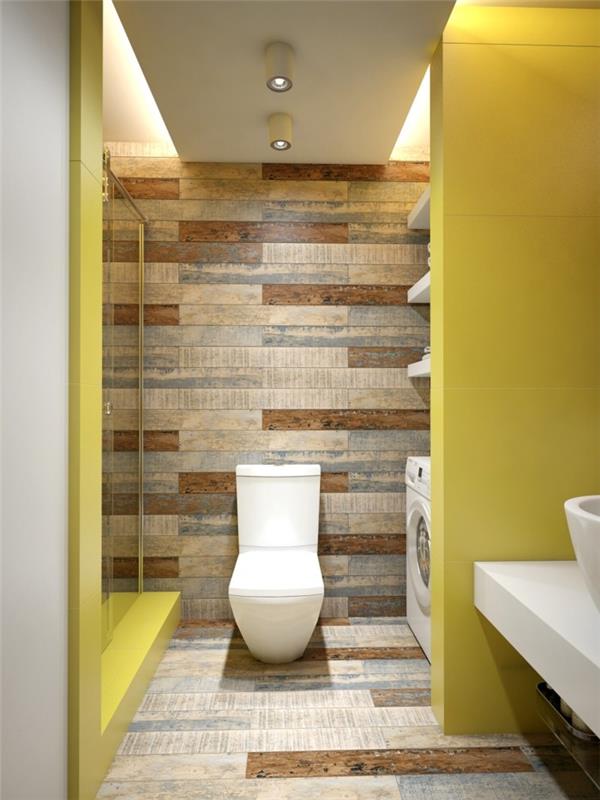 seinän suunnitteluideoita kylpyhuoneen koristeluun keltaiset seinät