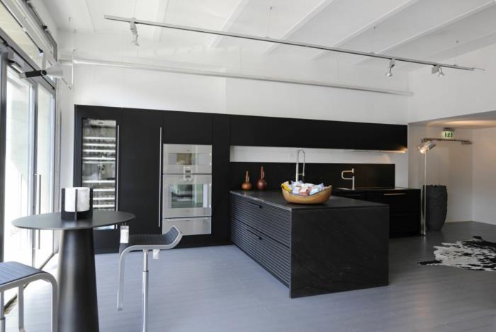 seinän suunnitteluideoita keittiö musta aksentti seinä keittiö saari turkki matto