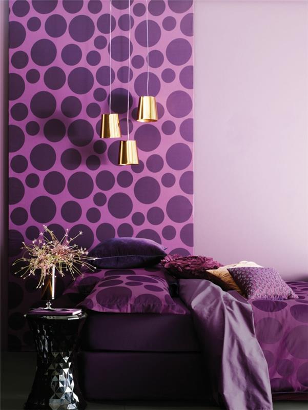 seinän suunnitteluideoita violetti -riippuvalaisimien sävyjä