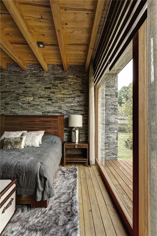 seinän suunnitteluideoita kiviseinä ja puinen katto