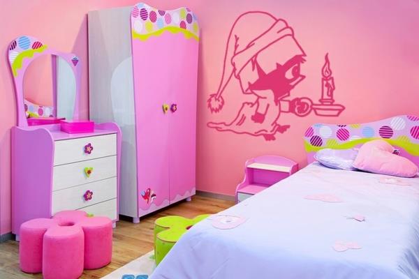 seinän suunnittelu lastenhuoneen seinätarrat tyttöjen huone vaaleanpunainen seinämaali