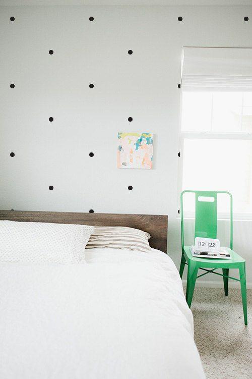 seinän suunnittelu makuuhuone haluavat tapetti kuvio pisteviiva musta minimalistinen