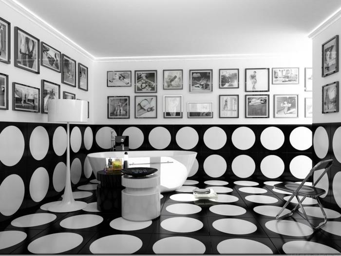 Kuvio mustavalkoinen seinän muotoilu ja väriseinäsuunnittelu mustavalkoinen kylpyhuone pisteviiva