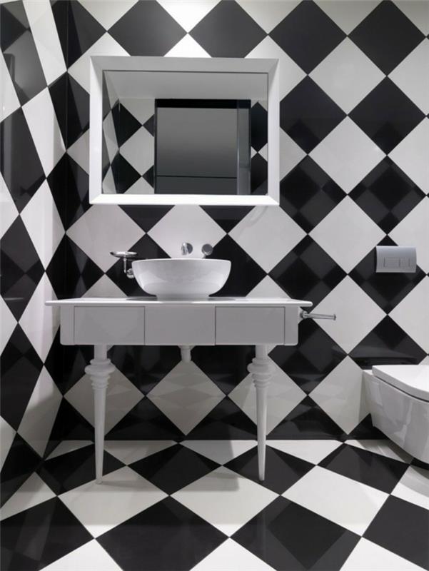 Kuvio mustavalkoinen seinän muotoilu ja väriseinäsuunnittelu mustavalkoinen olohuone asetettu shakkilauta
