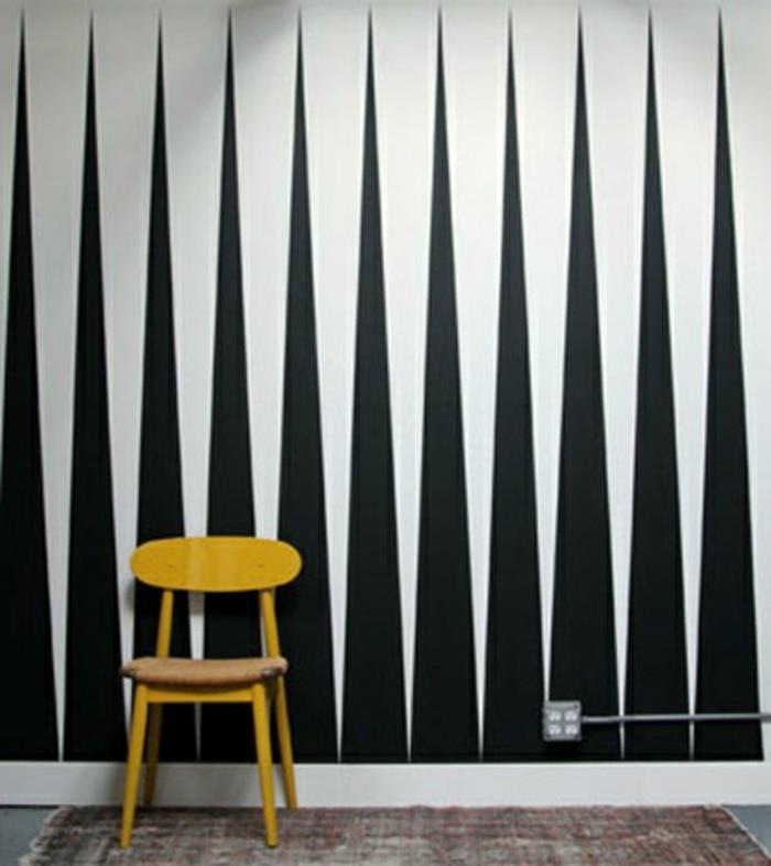 Esimerkkinä mustavalkoinen seinäsuunnittelu ja värilliset sisustusesimerkit mustavalkoinen olohuoneen sisustus backgammon