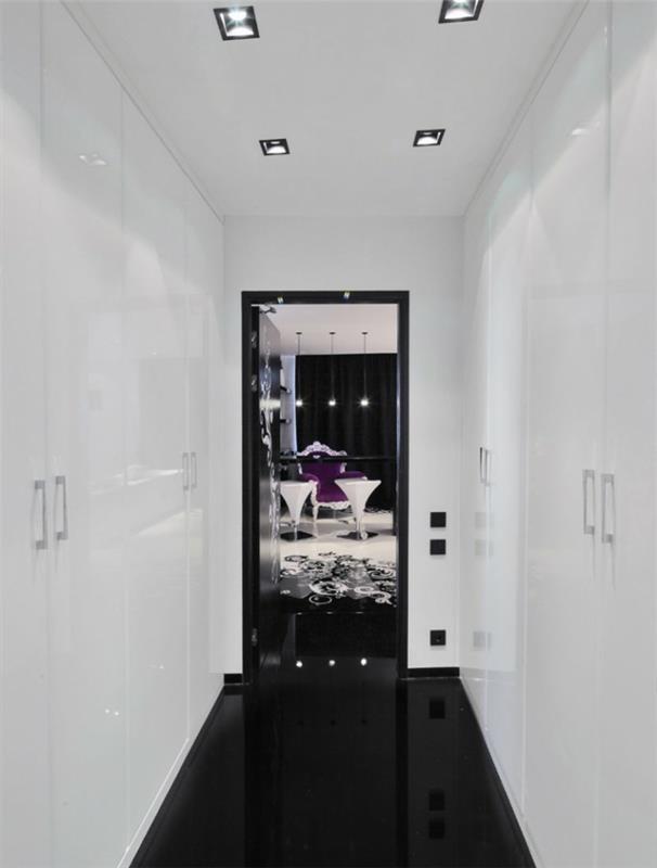 Kuvio mustavalkoisena seinänä, jossa on värillisiä sisustusesimerkkejä mustavalkoinen olohuoneen sisustus valkoinen musta ovi