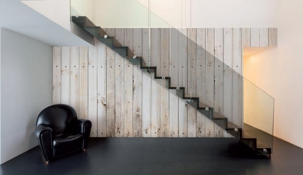 seinä suunnittelu tapetti puu näyttää musta nojatuoli portaat