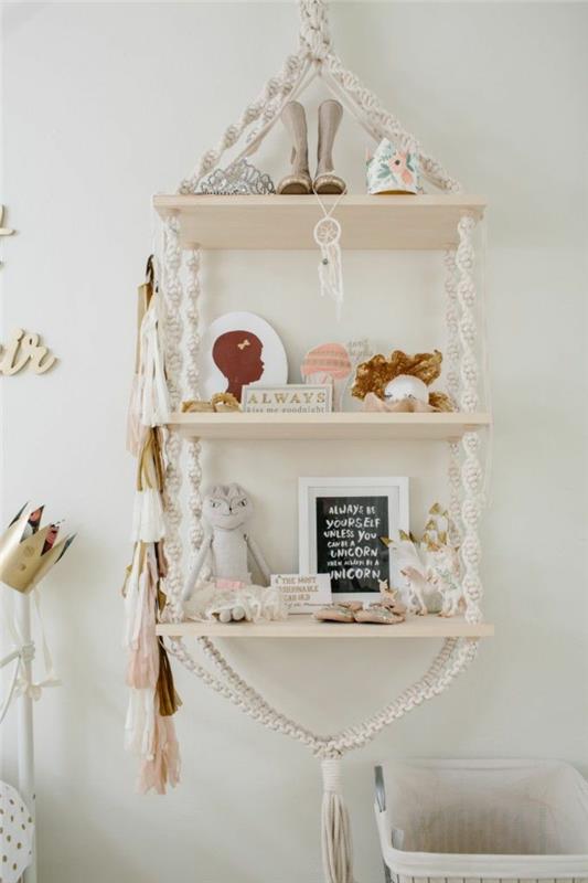 seinäideat seinäkoriste käsin kudotut luonnonmateriaalit diy idea macrame -seinähylly