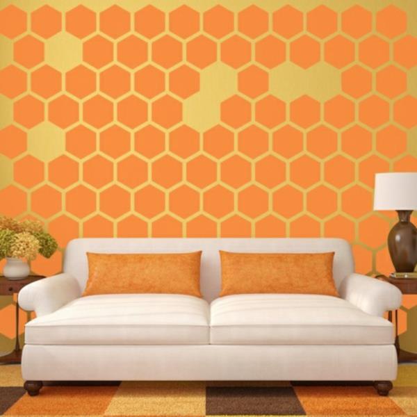 seinäkuvio hunajakenno -sohvatyynyt deco -ideoita