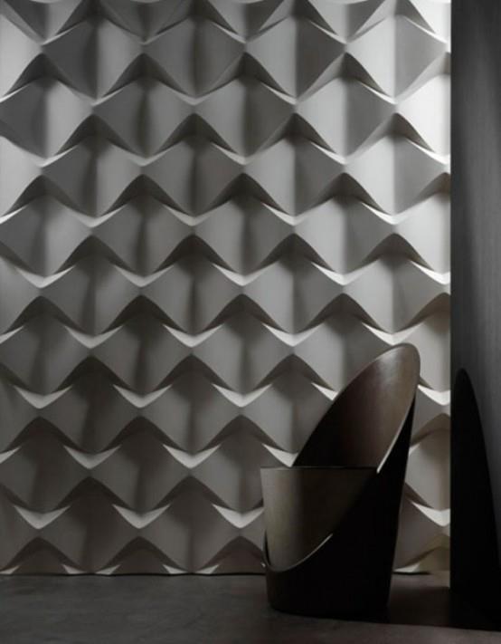 seinäpaneelit - 3D abstrakti vaikutus 'valkoiset minimalistiset yksinkertaiset geometriset muodot