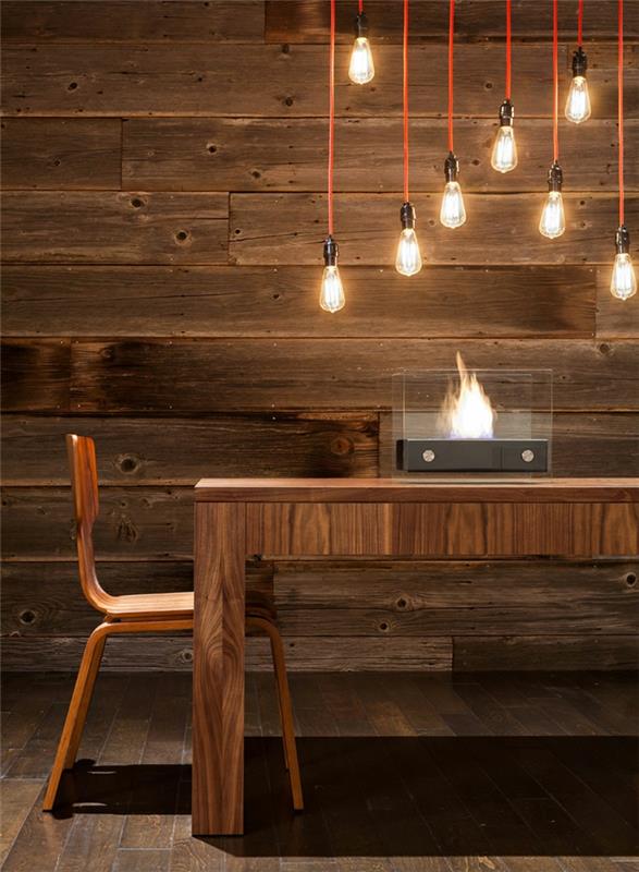 seinäpaneelit ruokasalin seinän suunnittelu puinen pöytä