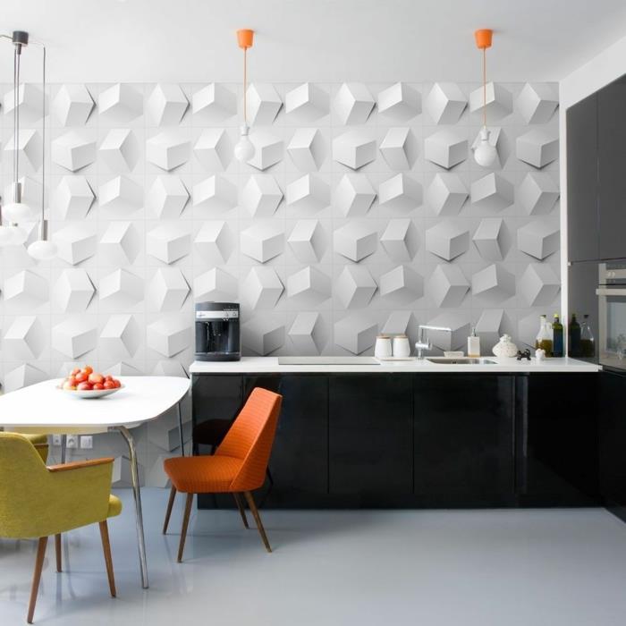 keittiön seinäpaneelit hienoja 3D -pinnan värisiä keittiön tuoleja